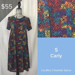 NWT S Rainbow Lularoe Carly Dress